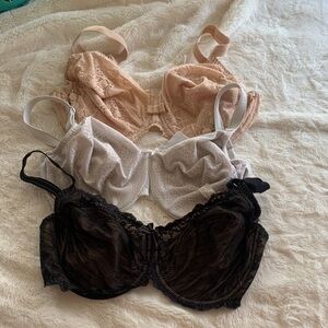 Chantelle Lace Bra Trio - Black, Cream, Tan
